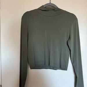 Zara Olive Green Long Sleeve Mock Neck Top